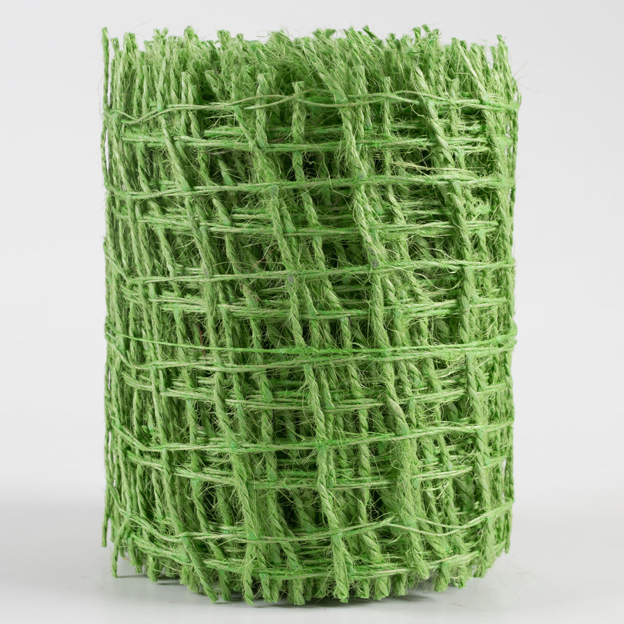 4" Jute Check Weave Ribbon: Lime Green (10 Yards)