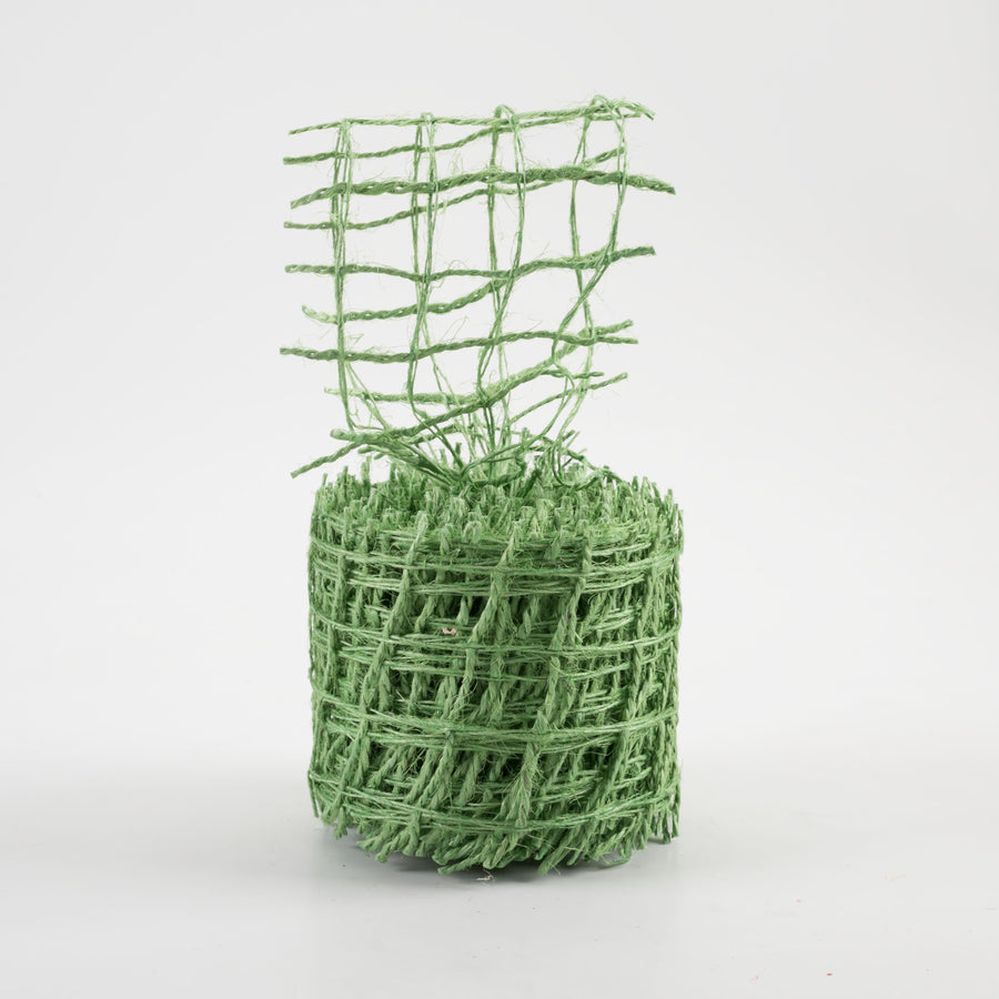 2.5" Jute Check Weave Ribbon: Lime Green (10 Yards) Lifestyle Photo