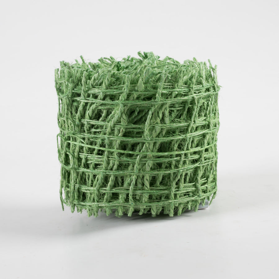 2.5" Jute Check Weave Ribbon: Lime Green (10 Yards)
