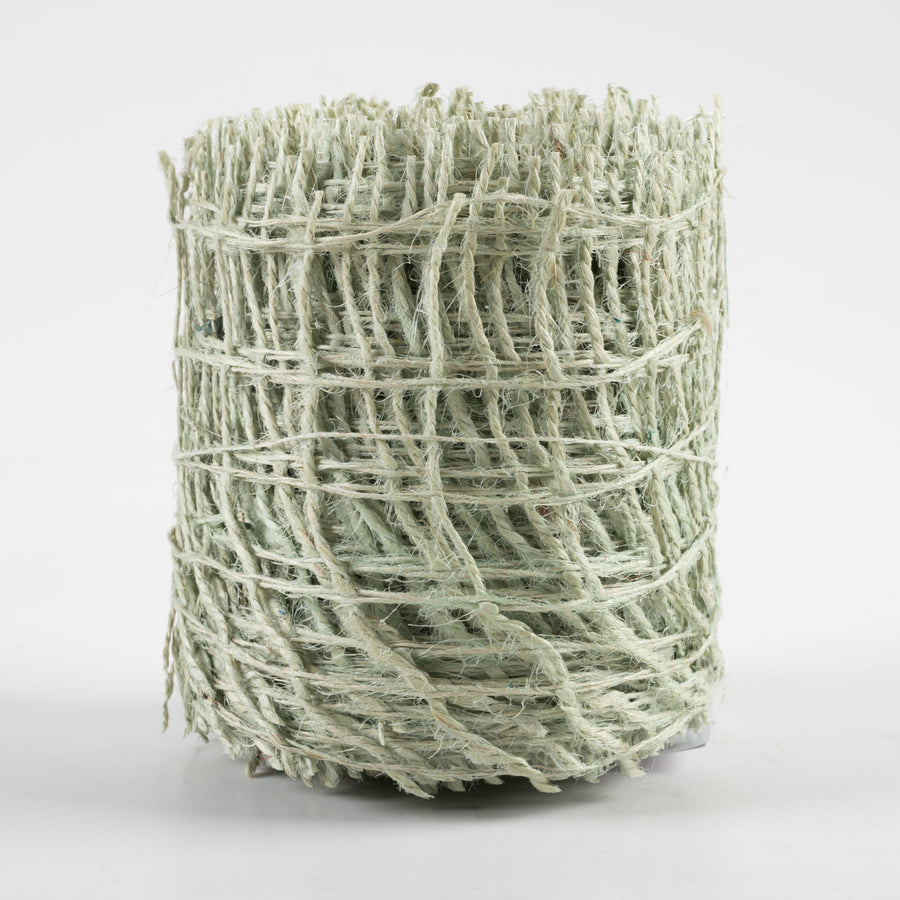 4" Jute Check Weave Ribbon: Mint Green (10 Yards)