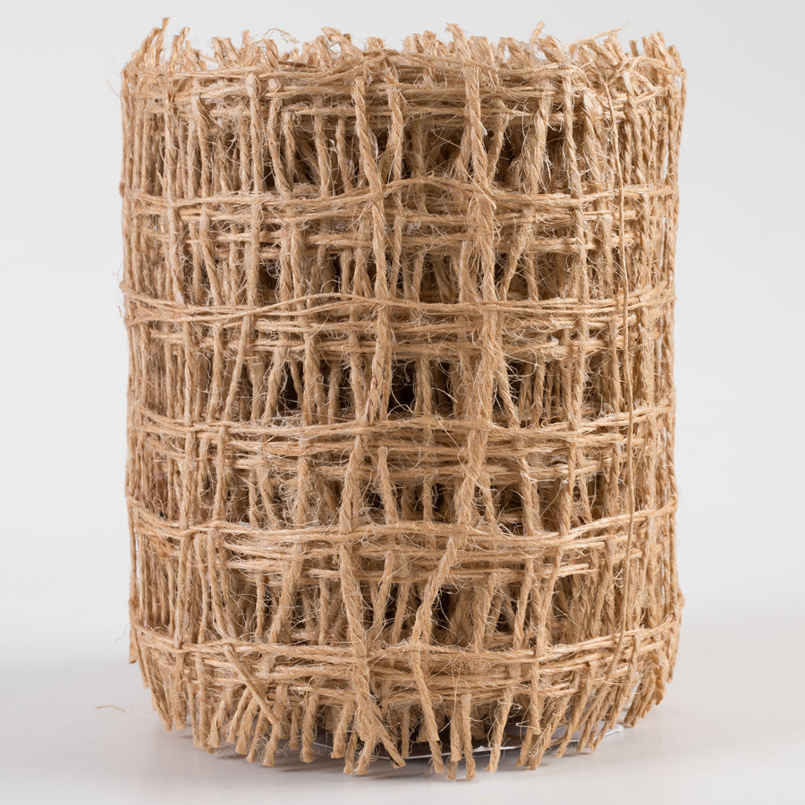 4" Jute Check Weave Ribbon: Natural (10 Yards)
