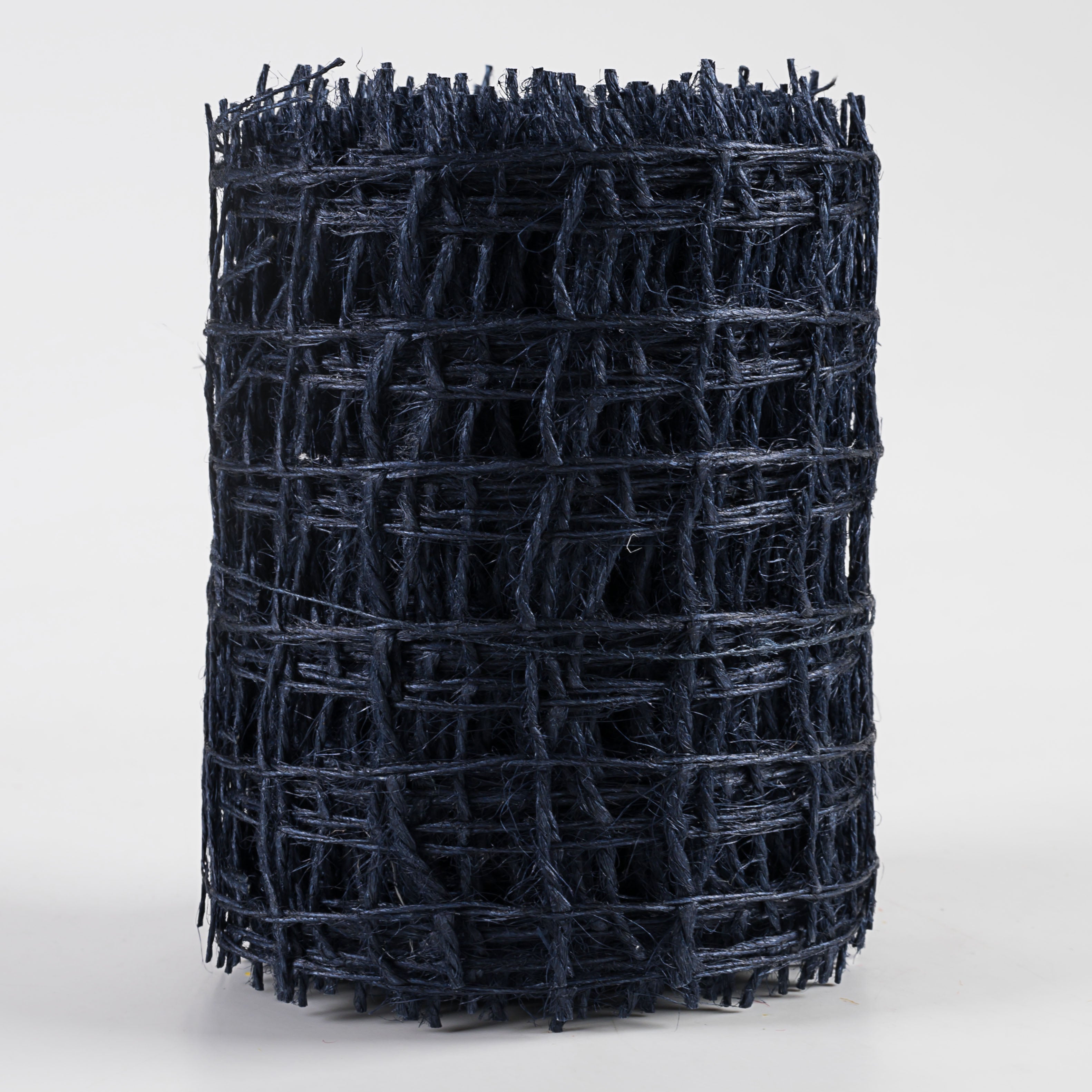 4" Jute Check Weave Ribbon: Navy Blue (10 Yards)