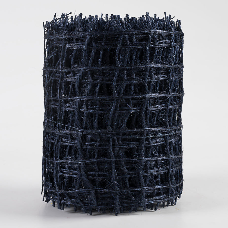 4" Jute Check Weave Ribbon: Navy Blue (10 Yards)