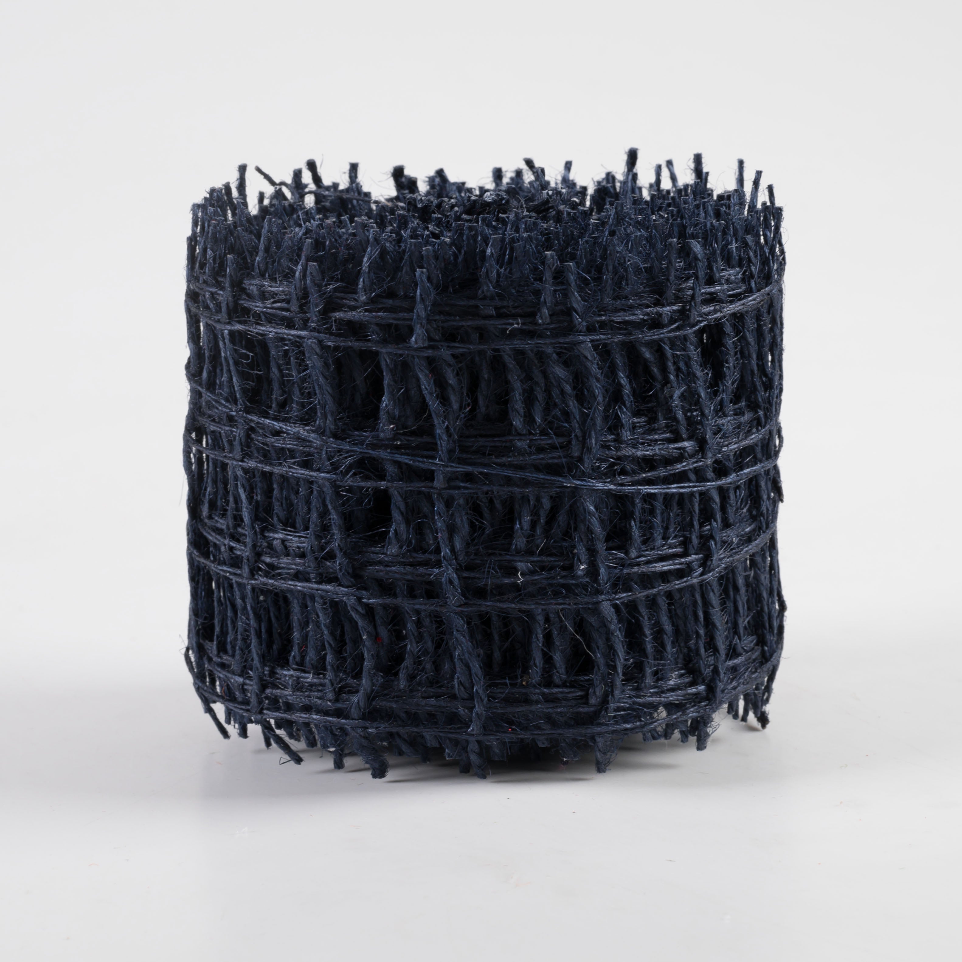 2.5" Jute Check Weave Ribbon: Navy Blue (10 Yards)