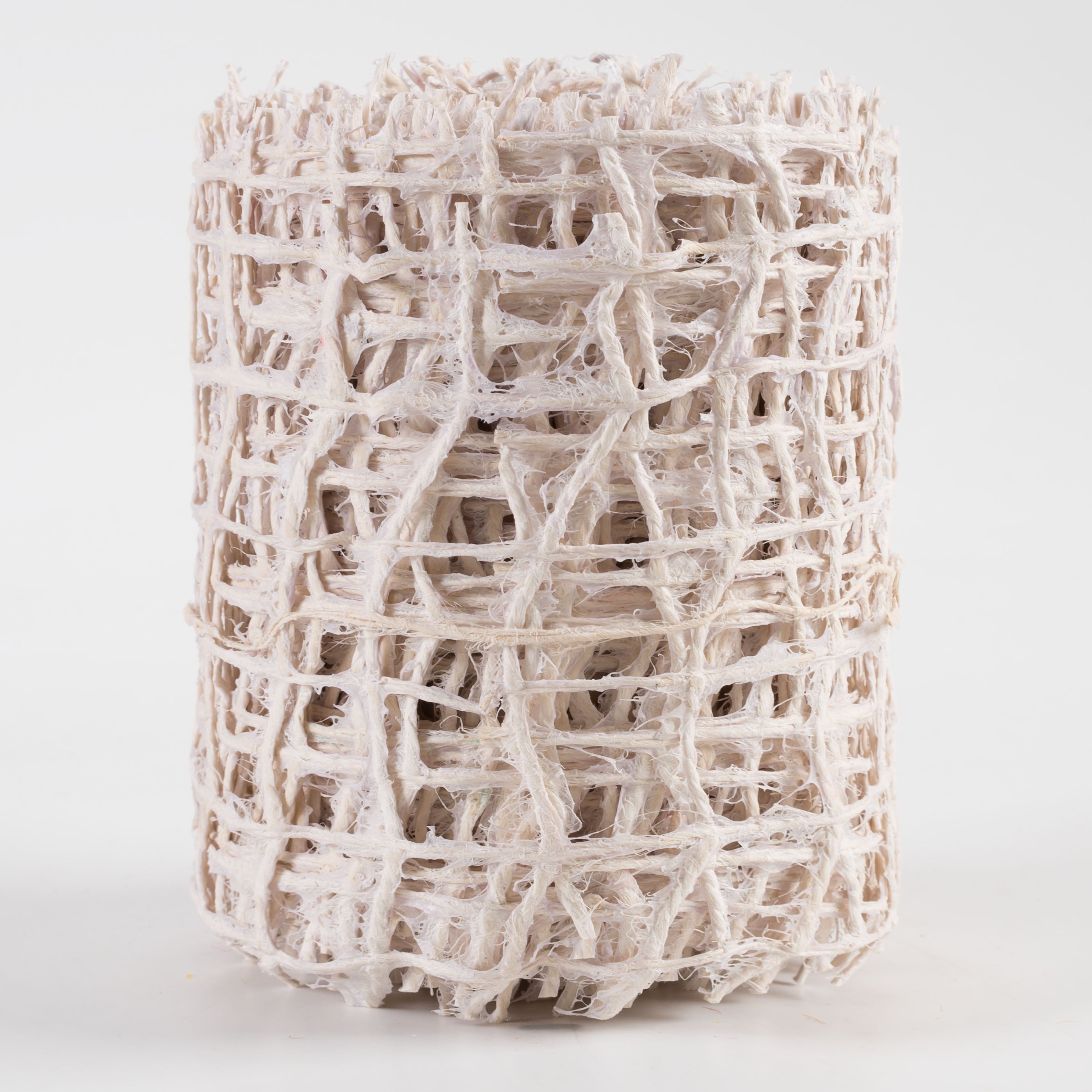 4" Jute Check Weave Ribbon: Off-White (10 Yards)