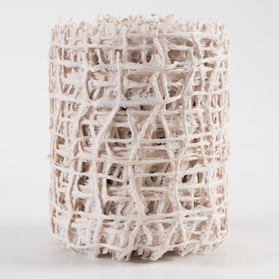 4" Jute Check Weave Ribbon: Off-White (10 Yards)
