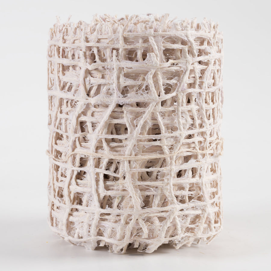 4" Jute Check Weave Ribbon: Off-White (10 Yards)