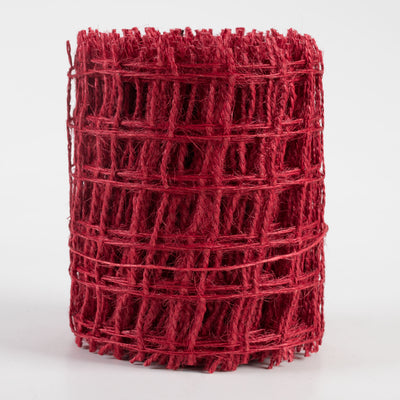 4" Jute Check Weave Ribbon: Red (10 Yards)