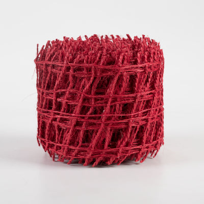 2.5" Jute Check Weave Ribbon: Red (10 Yards)