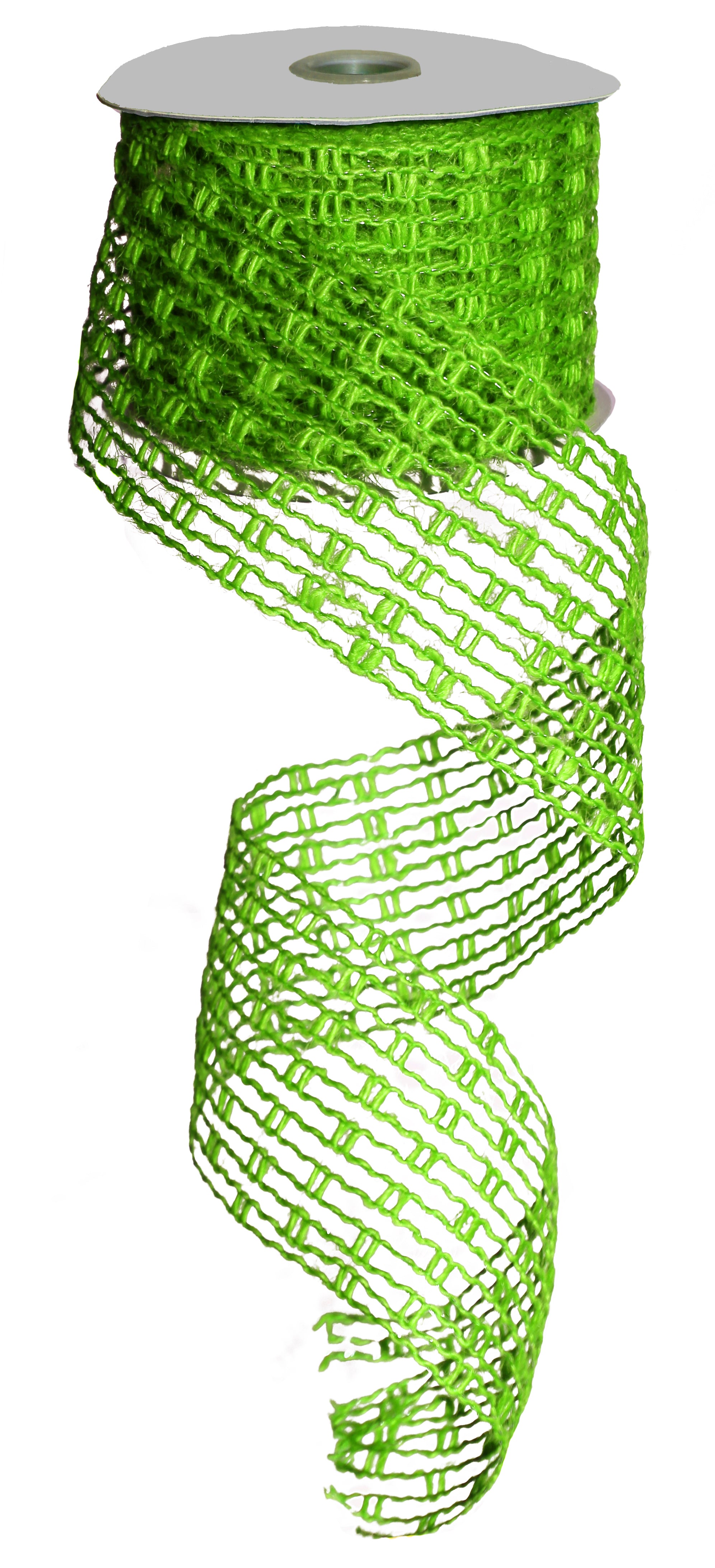 2.5" Jute Mesh Ribbon: Lime Green (10 Yards) detail photo 3