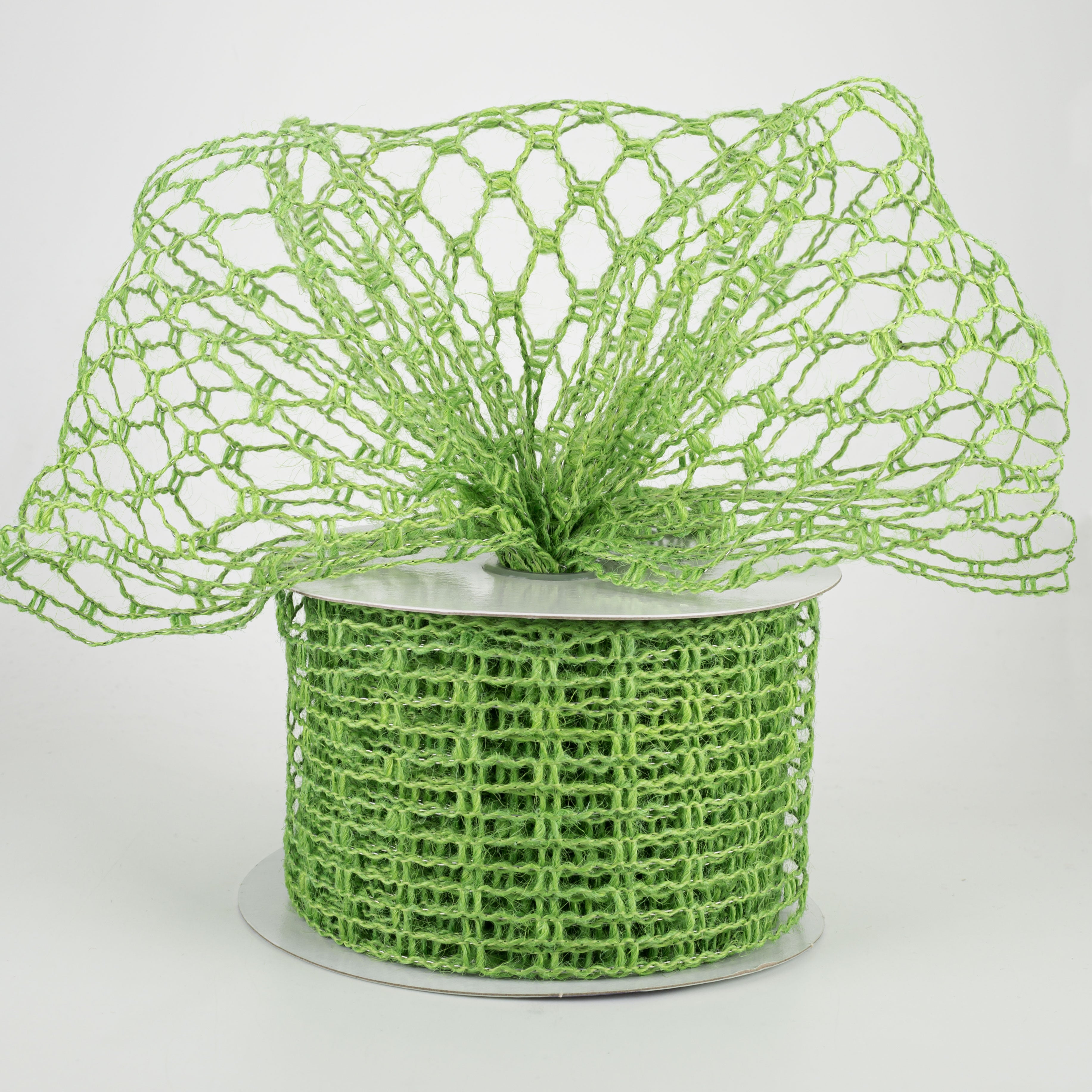 2.5" Jute Mesh Ribbon: Lime Green (10 Yards) Lifestyle Photo