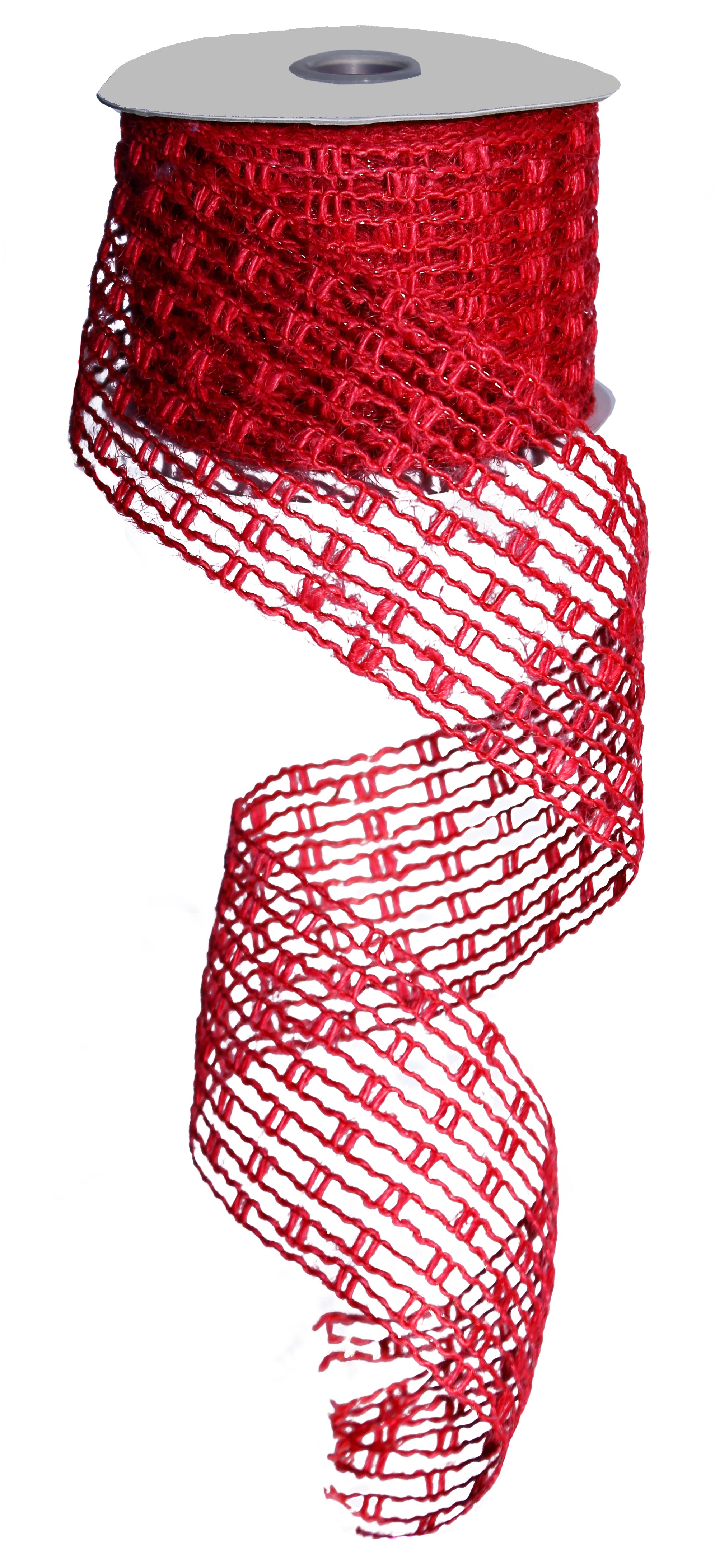 2.5" Jute Mesh Ribbon: Red (10 Yards) detail photo 3