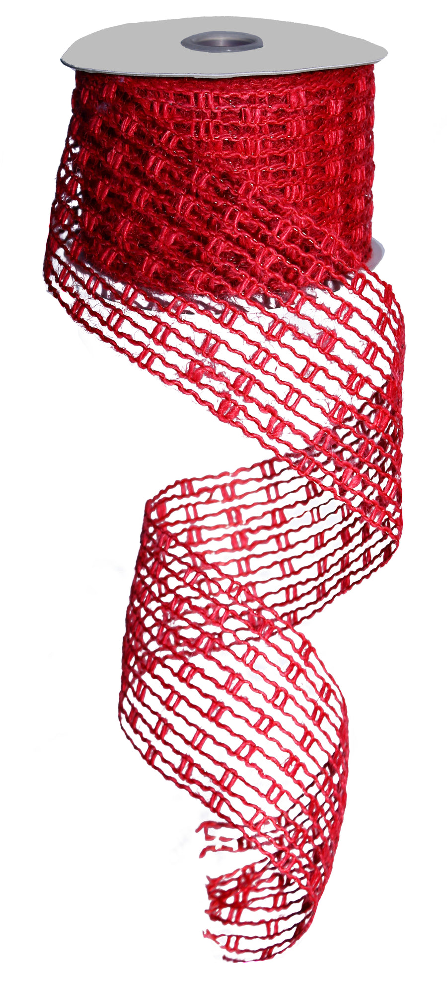 2.5" Jute Mesh Ribbon: Red (10 Yards) detail photo 3