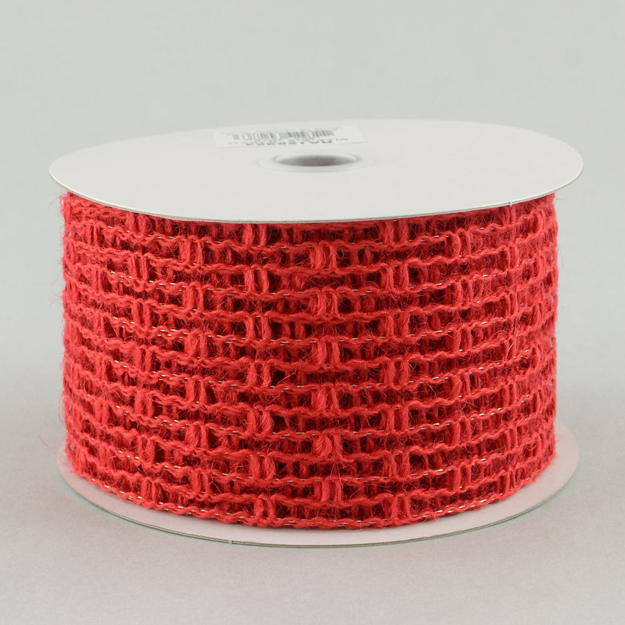 2.5" Jute Mesh Ribbon: Red (10 Yards)