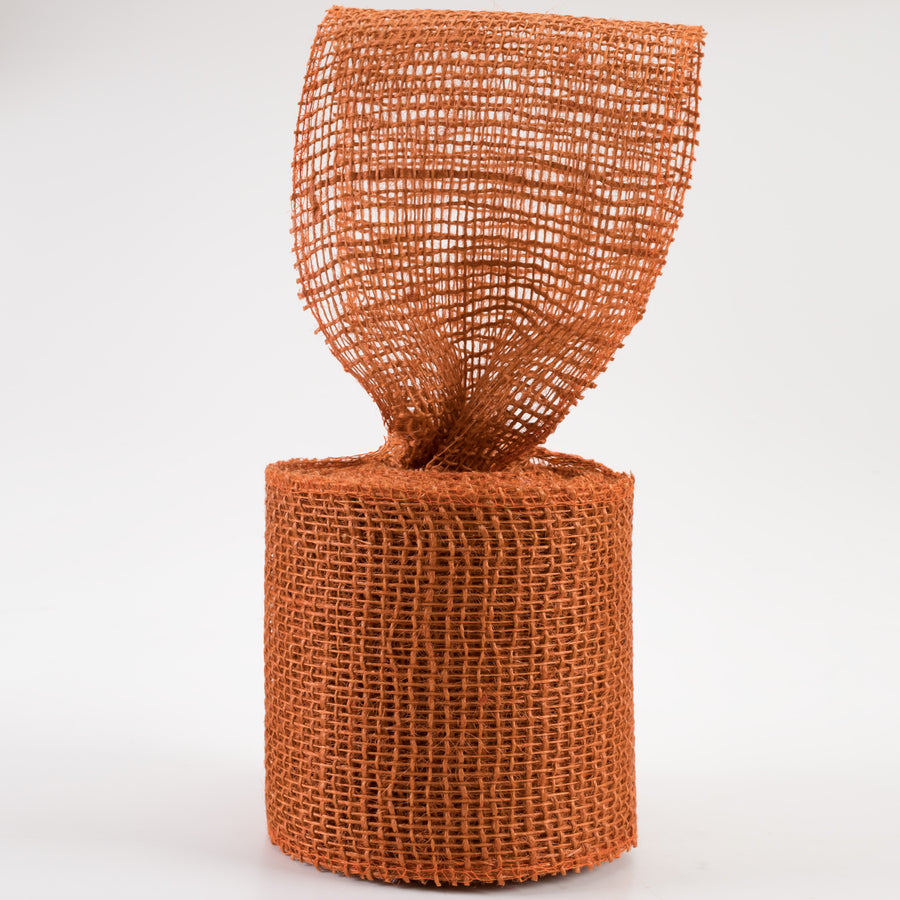 4" Jute Net Burlap Ribbon: Autumn Orange (10 Yards) Lifestyle Photo
