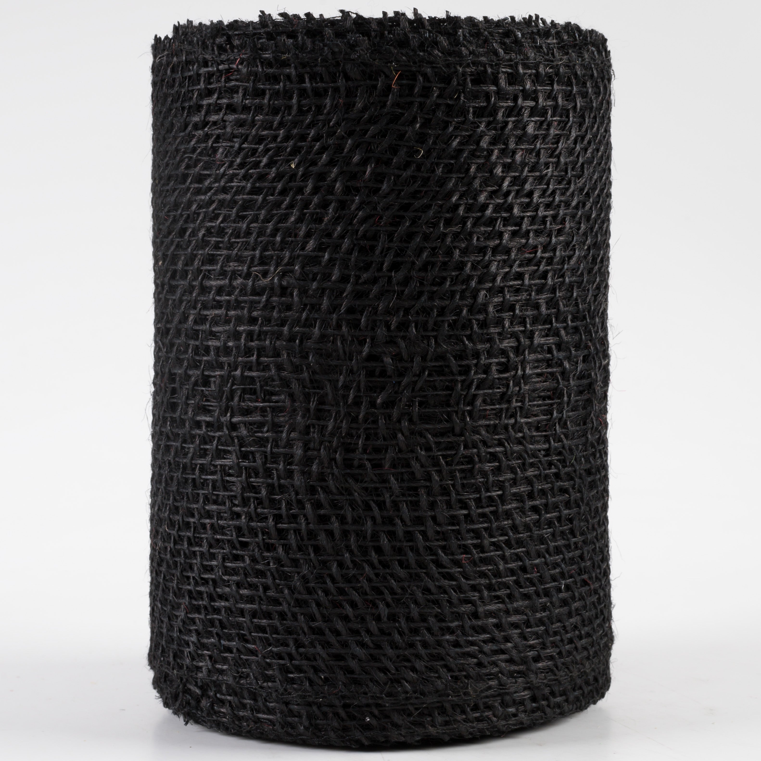 6" Jute Net Burlap Ribbon: Black (10 Yards)
