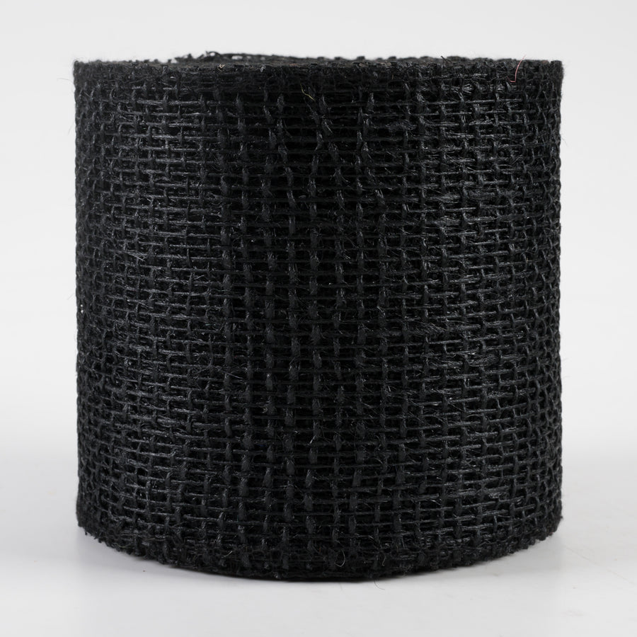4" Jute Net Burlap Ribbon: Black (10 Yards)
