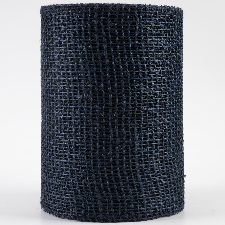 6" Jute Net Burlap Ribbon: Navy Blue (10 Yards)