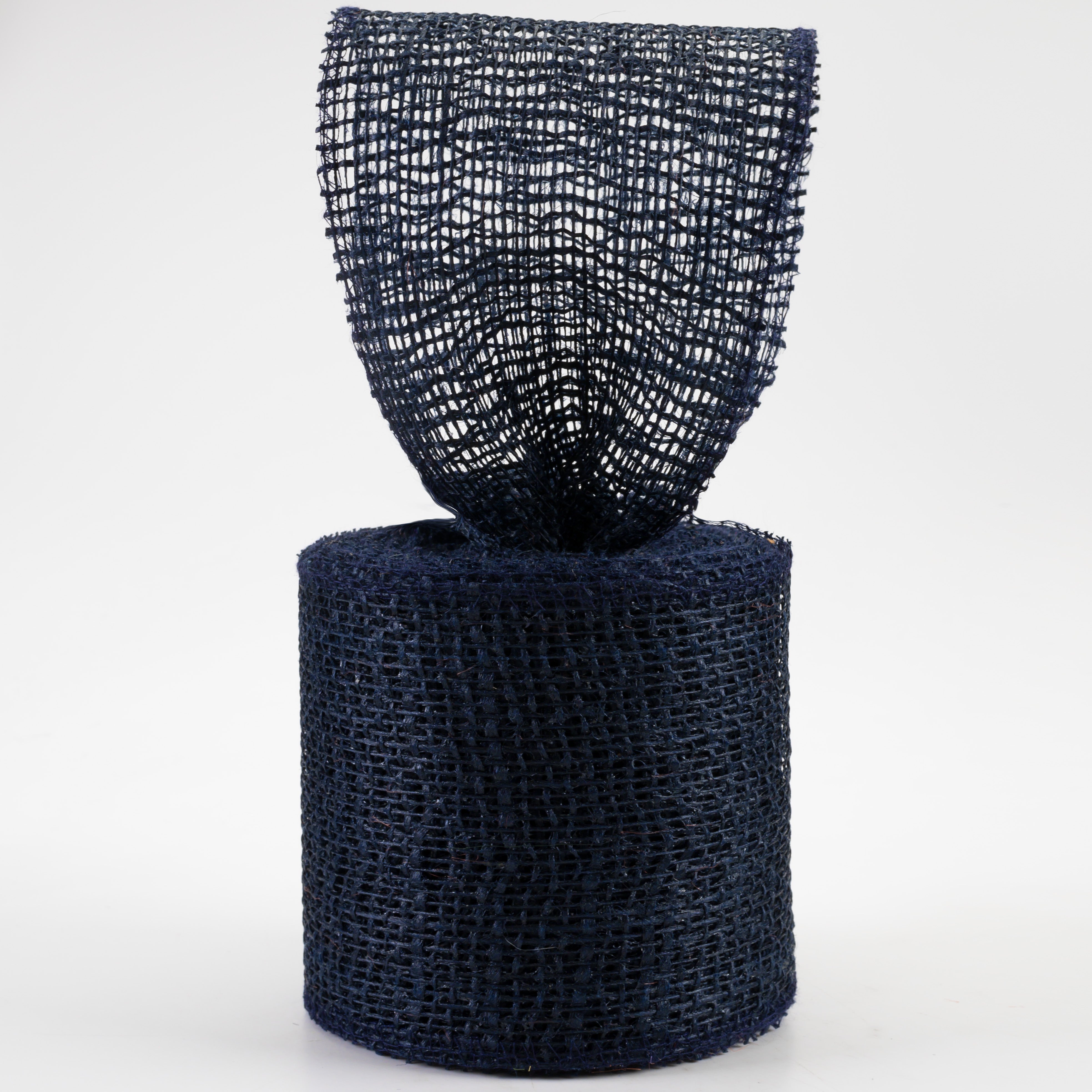 4" Jute Net Burlap Ribbon: Navy Blue (10 Yards) Lifestyle Photo