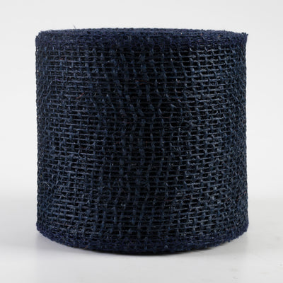 4" Jute Net Burlap Ribbon: Navy Blue (10 Yards)