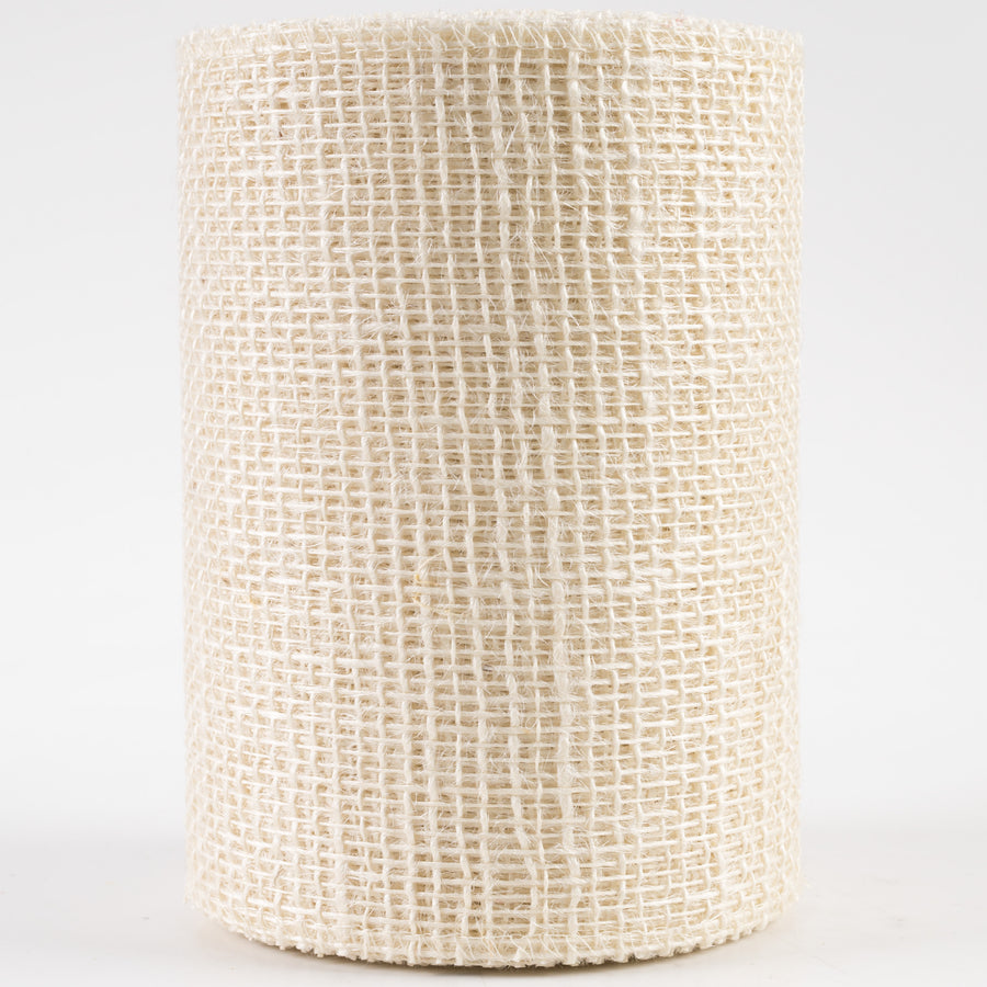 6" Jute Net Burlap Ribbon: Off White (10 Yards)