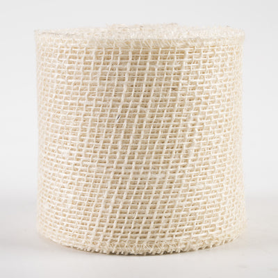 4" Jute Net Burlap Ribbon: Off White (10 Yards)