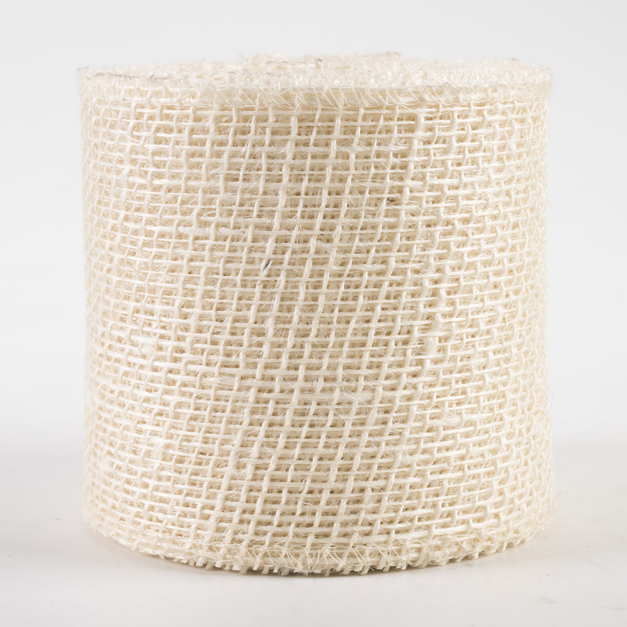 4" Jute Net Burlap Ribbon: Off White (10 Yards)
