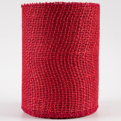 6" Jute Net Burlap Ribbon: Red (10 Yards)