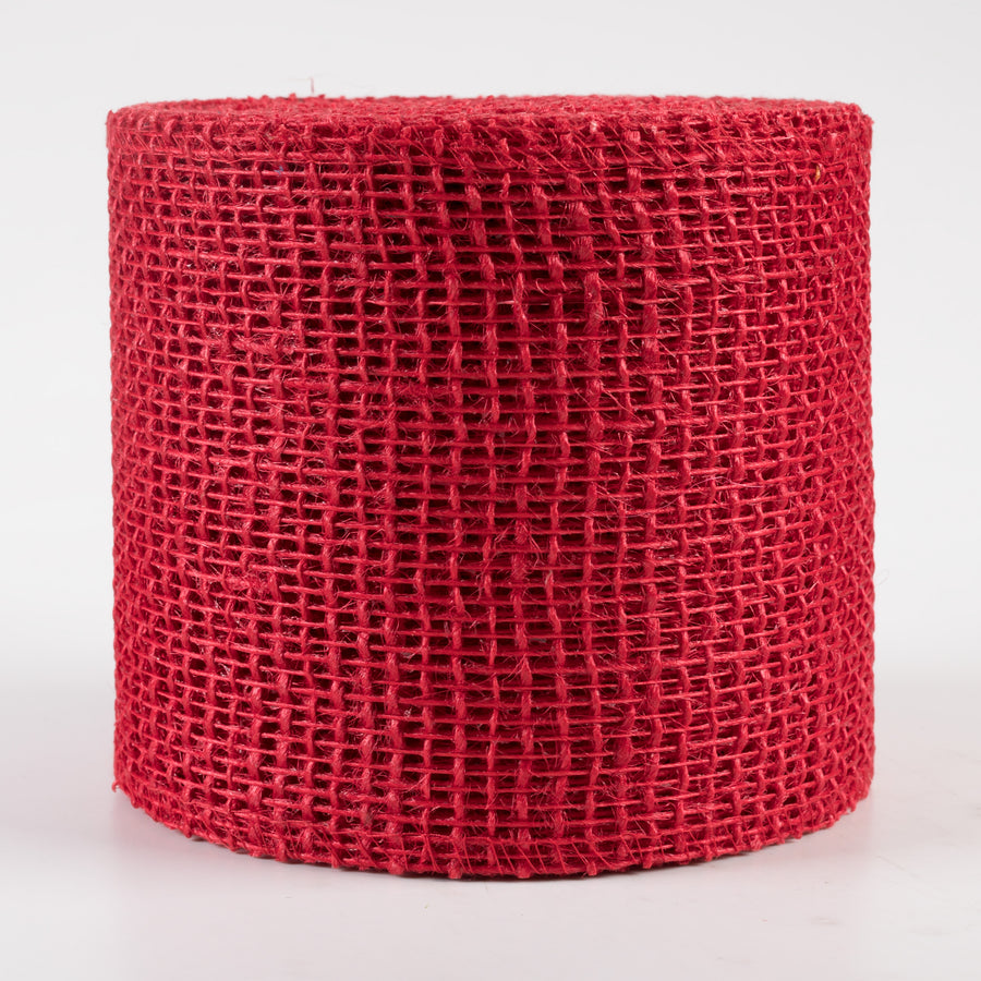 4" Jute Net Burlap Ribbon: Red (10 Yards)