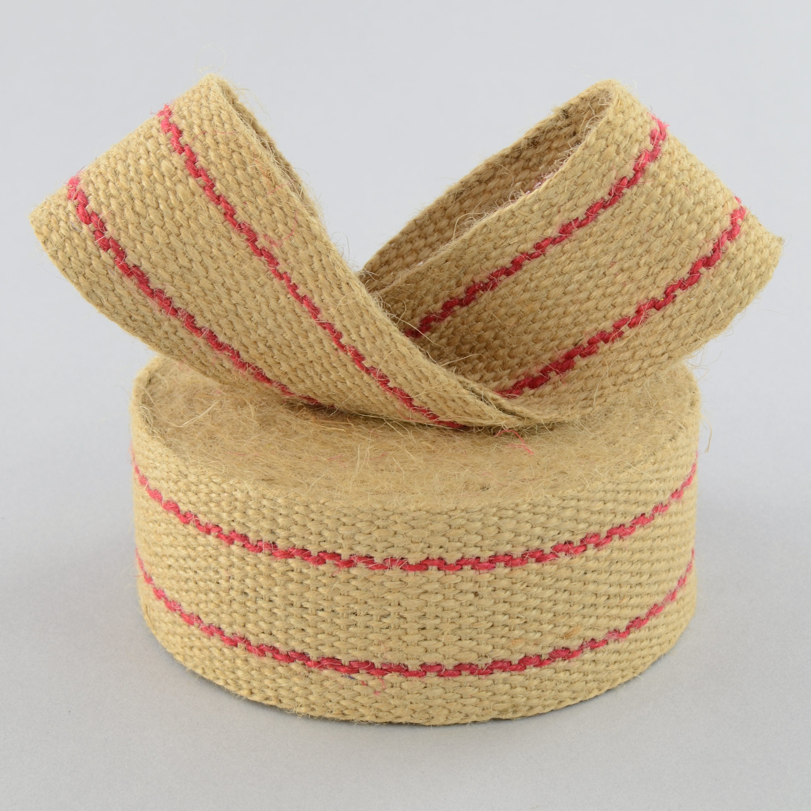 2" Jute Webbing: Natural & Red Stripe (10 Yards) Lifestyle Photo