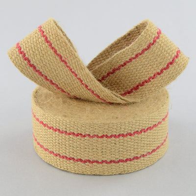 2" Jute Webbing: Natural & Red Stripe (10 Yards) Lifestyle Photo