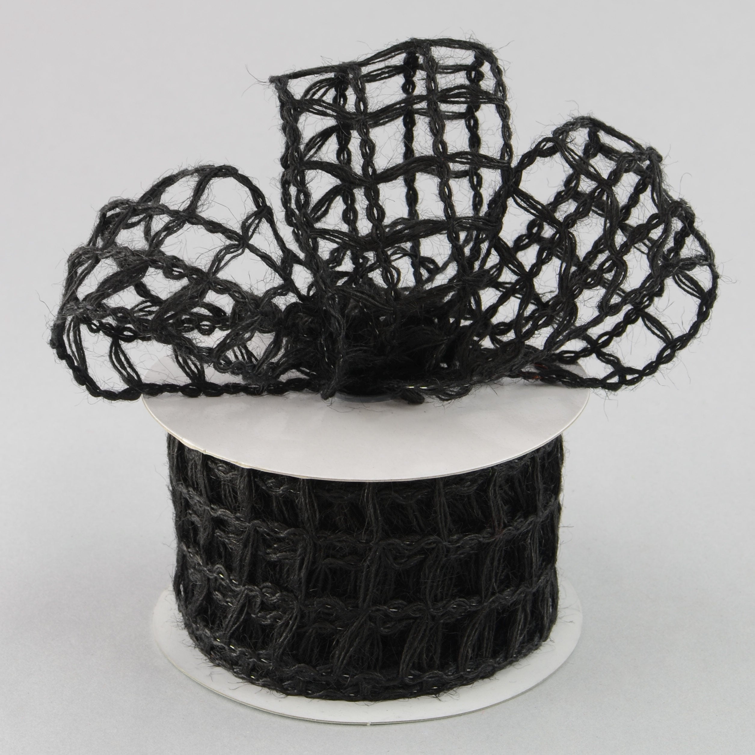 2.5" Jute Window Pane Mesh Ribbon: Black (10 Yards) Lifestyle Photo