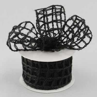 2.5" Jute Window Pane Mesh Ribbon: Black (10 Yards) Lifestyle Photo