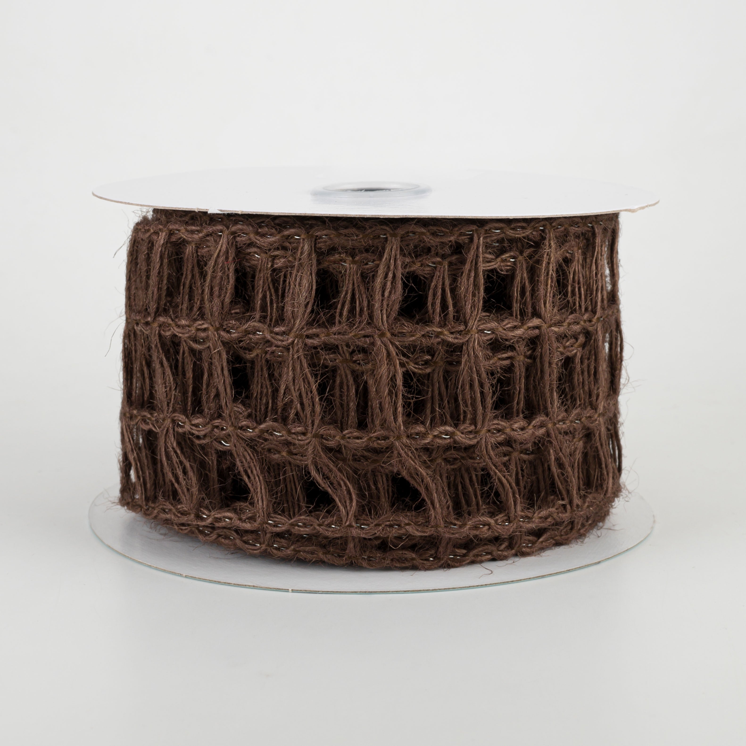 2.5" Jute Window Pane Mesh Ribbon: Chocolate Brown (10 Yards)