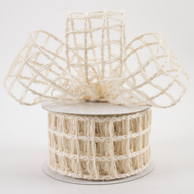 2.5" Jute Window Pane Mesh Ribbon: Cream (10 Yards) Lifestyle Photo