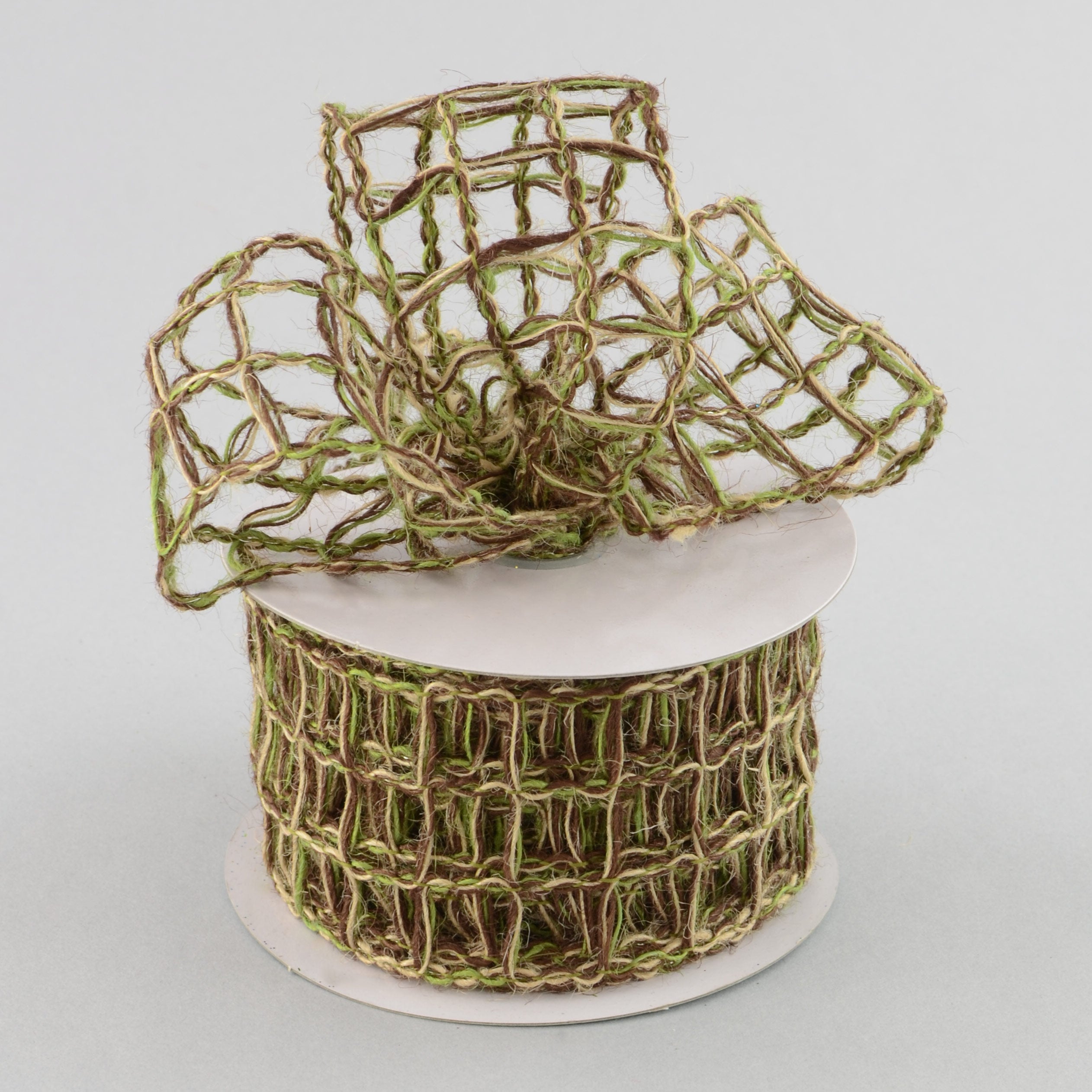 2.5" Jute Window Pane Mesh Ribbon: Moss/Brown/Natural (10 Yards) Lifestyle Photo