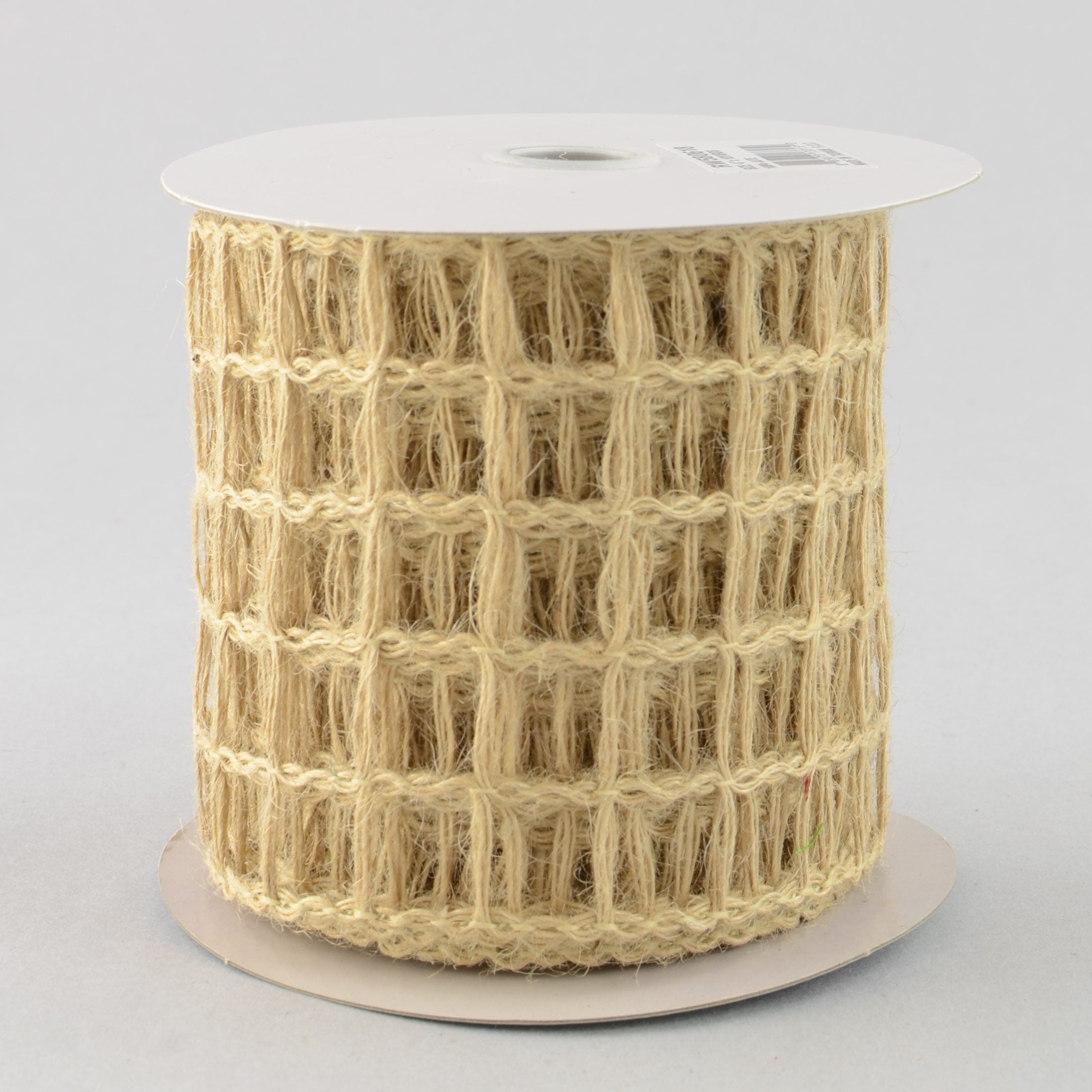 4" Jute Window Pane Mesh Ribbon: Natural (10 Yards)