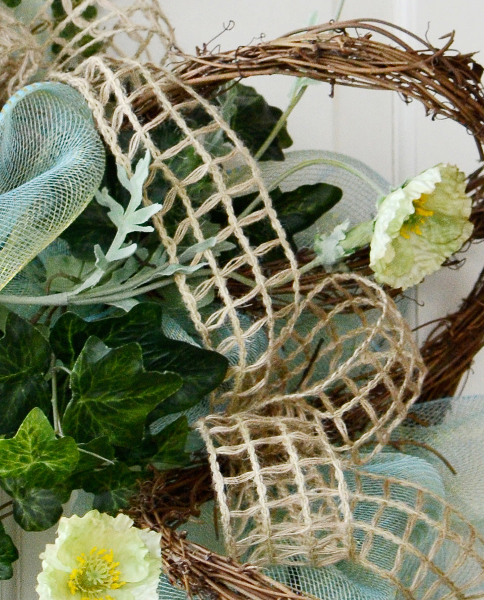 2.5" Jute Window Pane Mesh Ribbon: Natural (10 Yards) detail photo 3