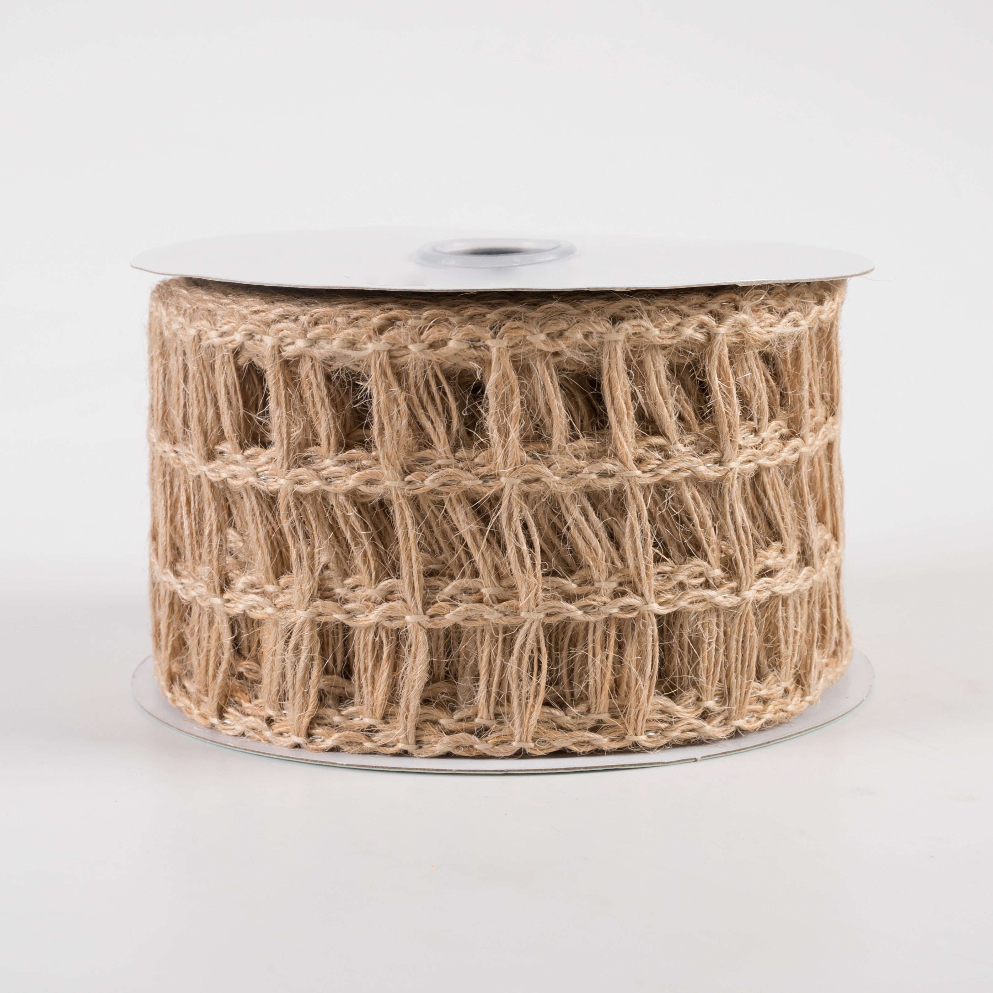 2.5" Jute Window Pane Mesh Ribbon: Natural (10 Yards)