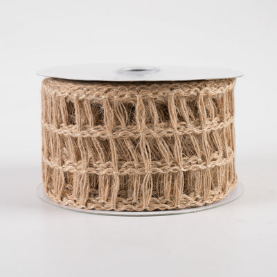 2.5" Jute Window Pane Mesh Ribbon: Natural (10 Yards)