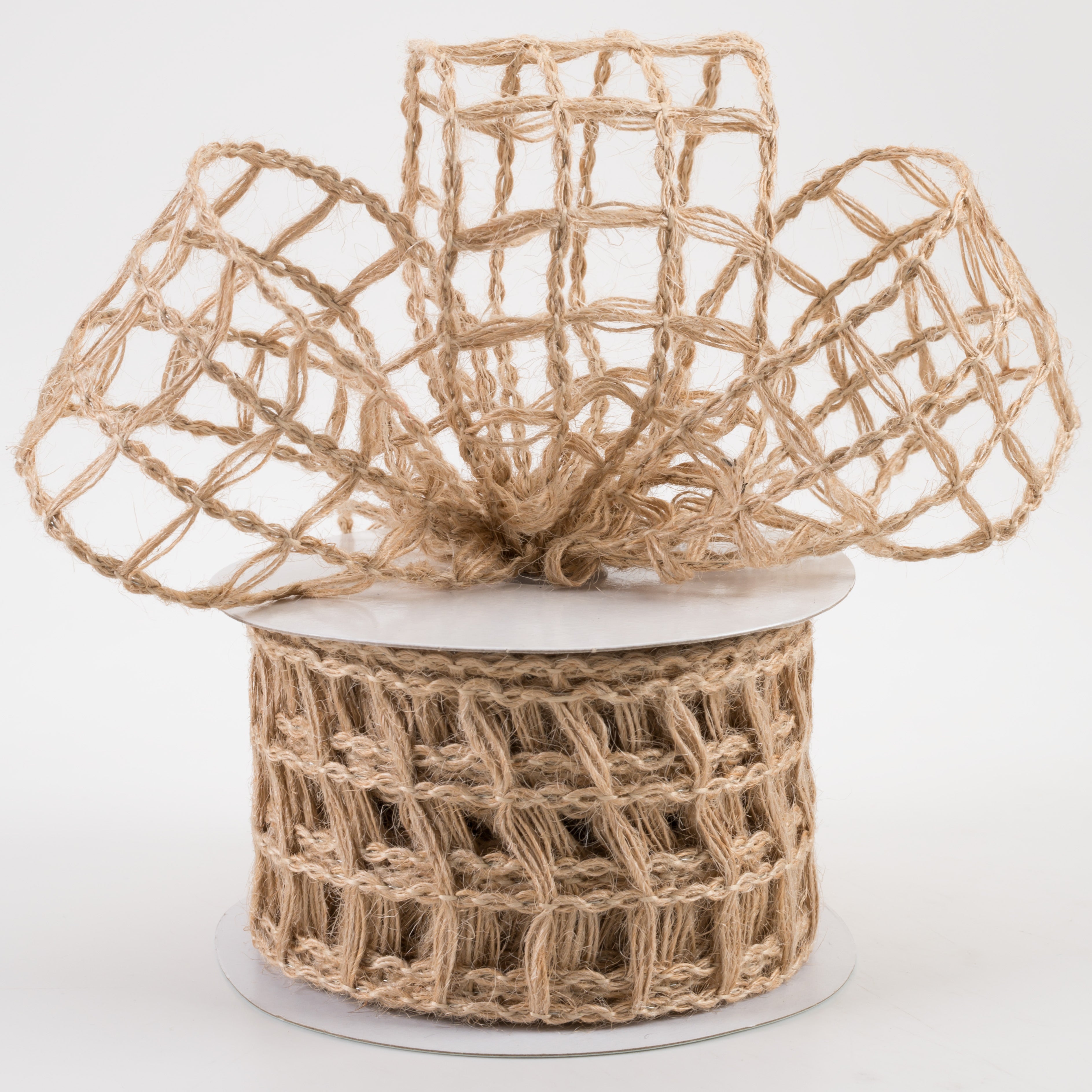 2.5" Jute Window Pane Mesh Ribbon: Natural (10 Yards) Lifestyle Photo