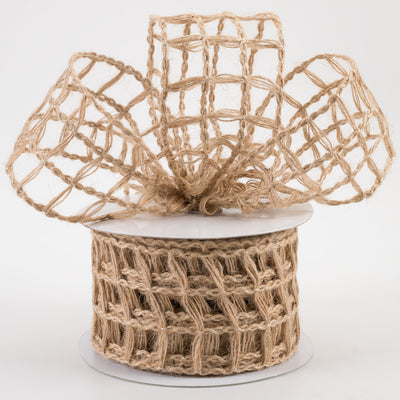 2.5" Jute Window Pane Mesh Ribbon: Natural (10 Yards) Lifestyle Photo