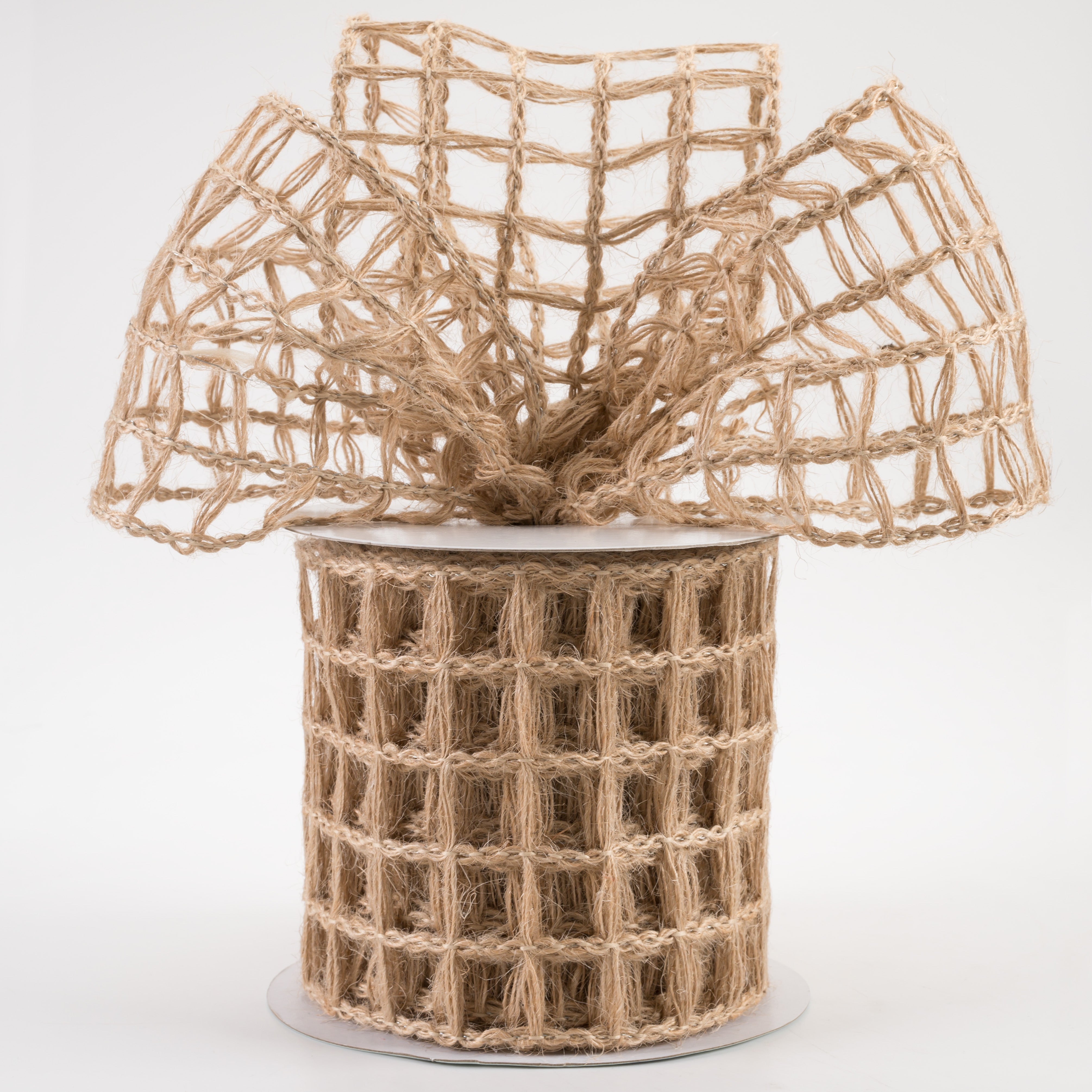 4" Jute Window Pane Mesh Ribbon: Natural (10 Yards) Lifestyle Photo