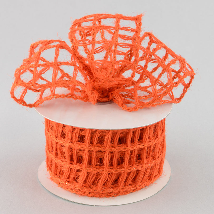 2.5" Jute Window Pane Mesh Ribbon: Orange (10 Yards) Lifestyle Photo
