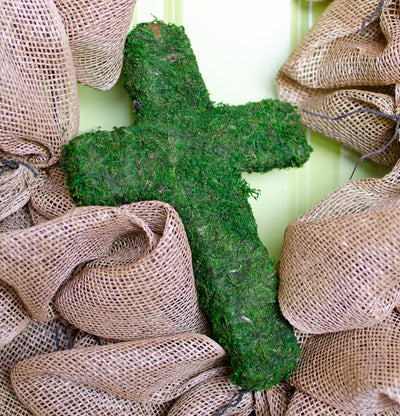 12" Green Moss Cross