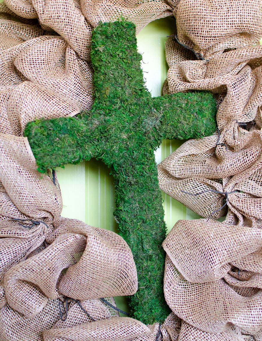 20" Green Moss Cross