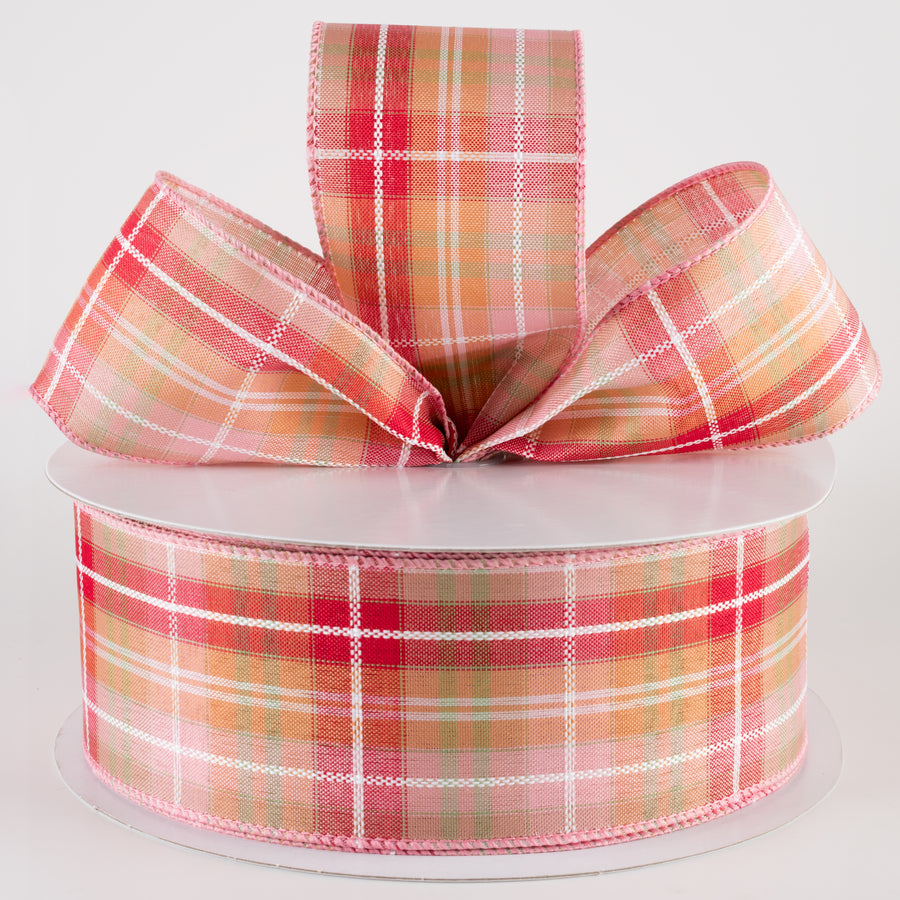 2.5" Kennedy Plaid Ribbon: Blush, Mint, White (50 Yards) Lifestyle Photo