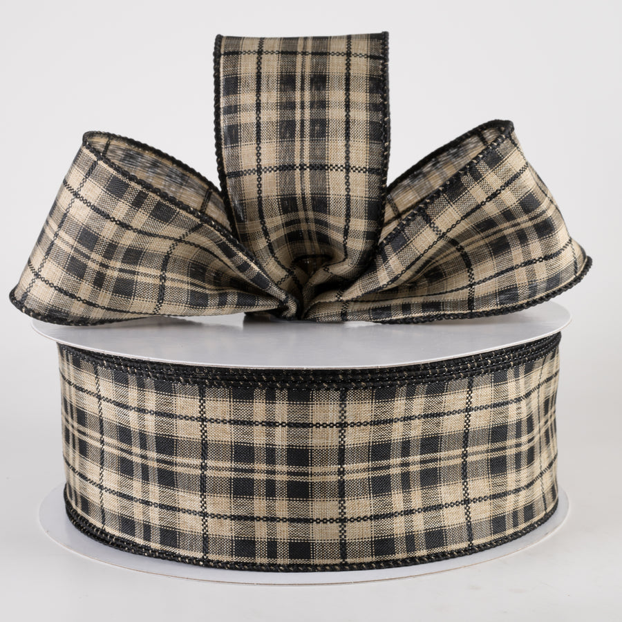 2.5" Kennedy Plaid Ribbon: Natural & Black (50 Yards) Lifestyle Photo