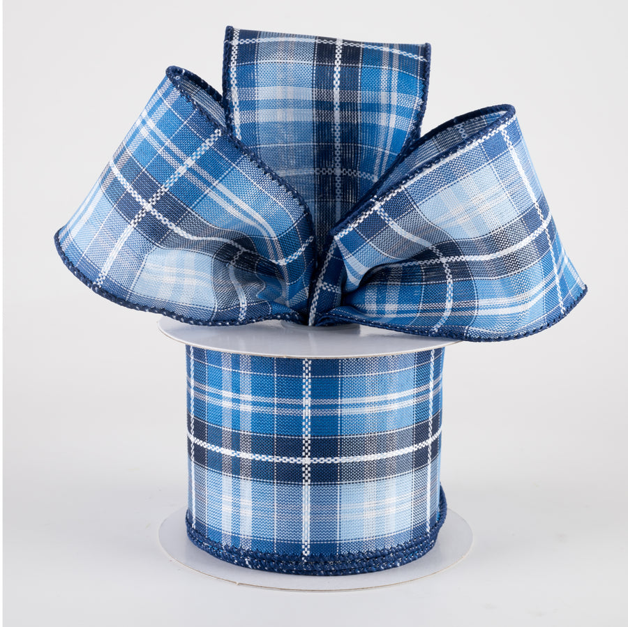 2.5" Kennedy Plaid Ribbon: Navy, Light Blue, White (10 Yards) Lifestyle Photo