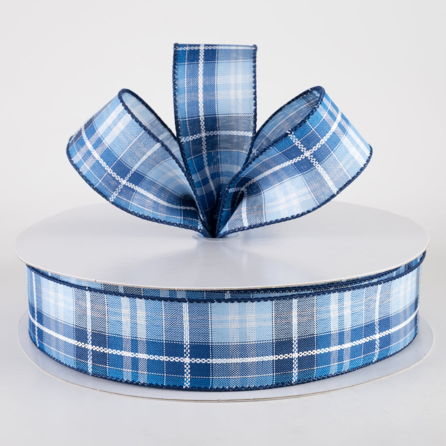 1.5" Kennedy Plaid Ribbon: Navy, Light Blue, White (50 Yards) Lifestyle Photo